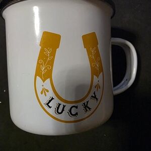 Michaels White Mug with Gold Horseshoe